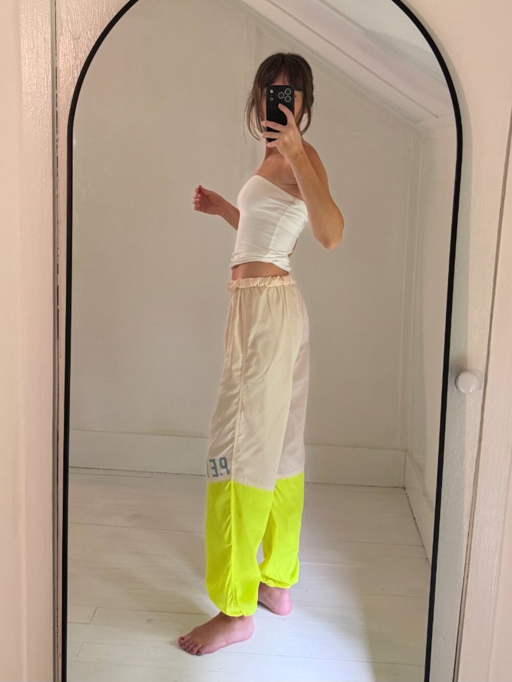 P.E Nation First Position Wide Leg Track Pants Pearled Ivory NWOT Size XS $149 - Picture 3 of 12